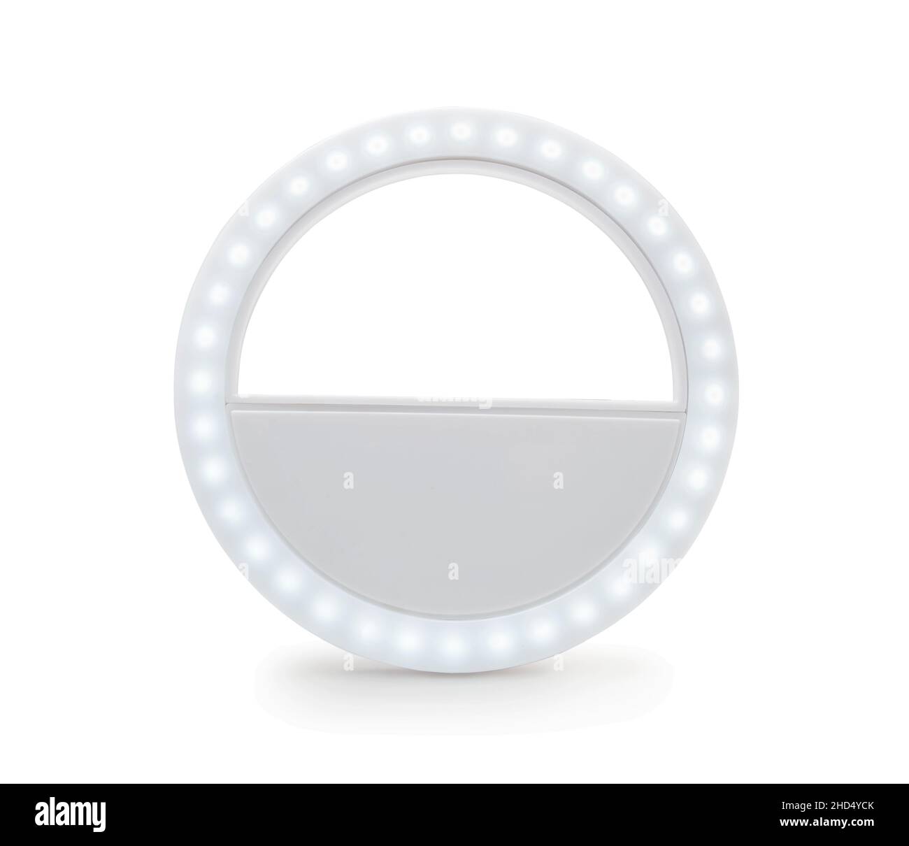 LED Plastic Compact Selfie Lamp Isolated on White. Front view. Stock Photo