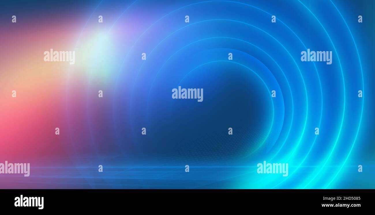 A 3D rendering of an abstract technology backdrop, expanding circles ...