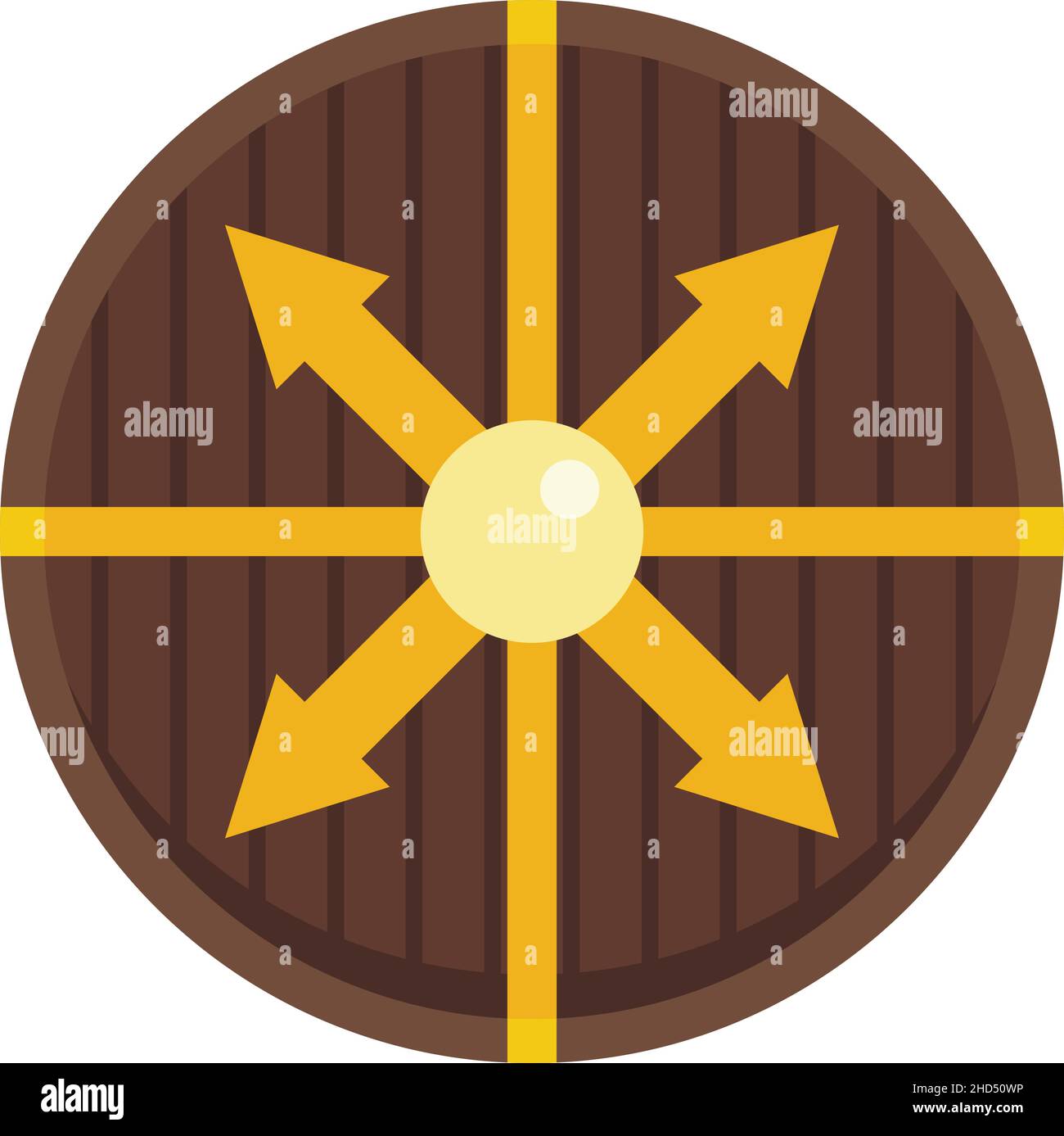 Viking round shield icon. Flat illustration of viking round shield vector icon isolated on white background Stock Vector