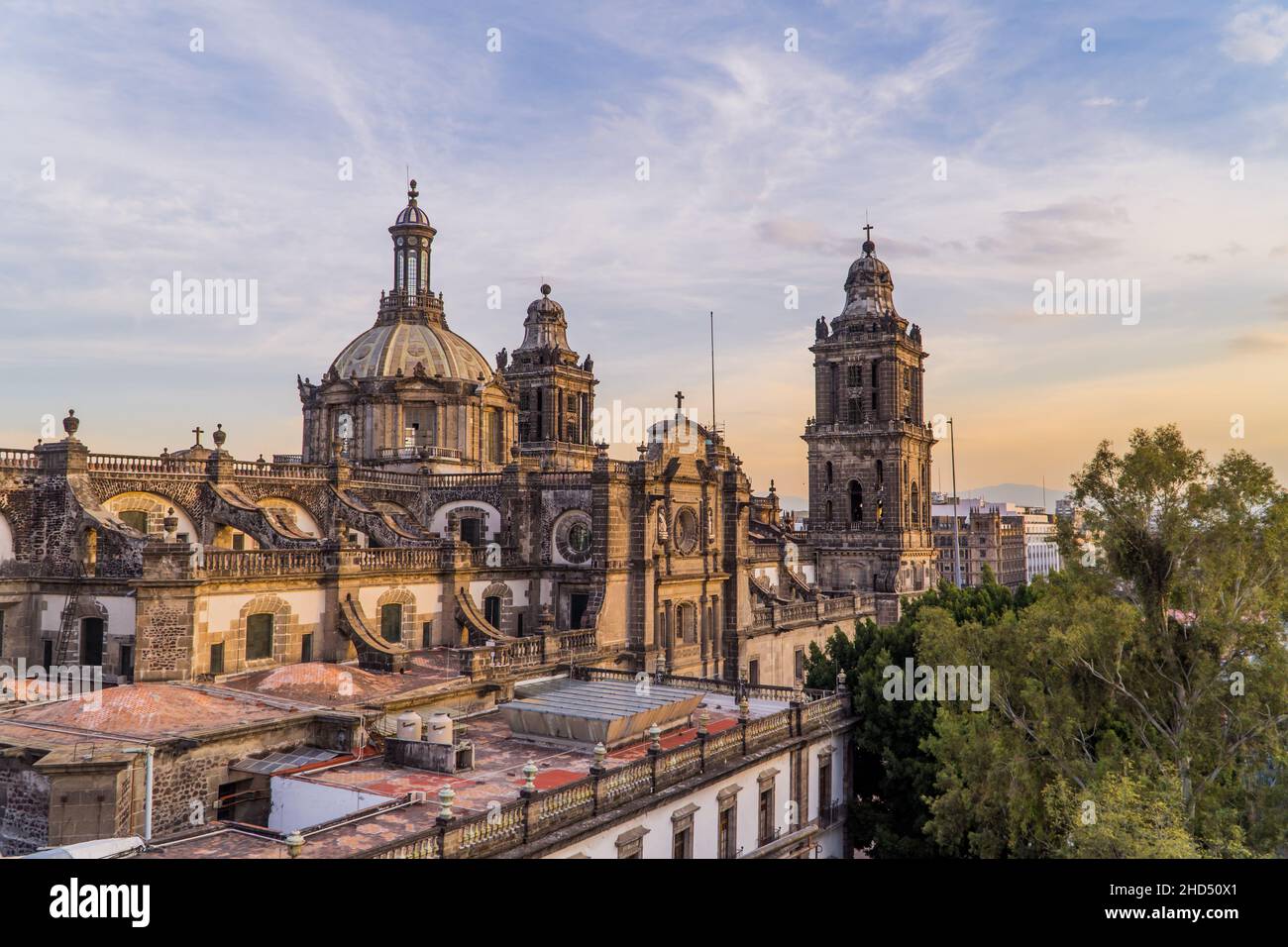 Beautiful view of the Metropolitan Cathedral on Consitution square Stock Photo