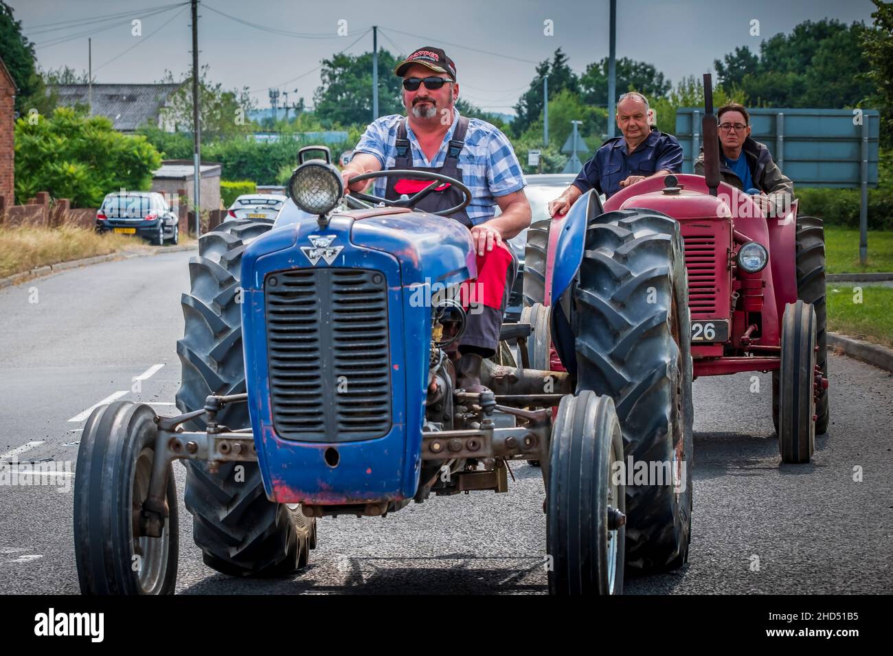 Participants in a tractor fun run at Ashby de la Zouch. Stock Photo