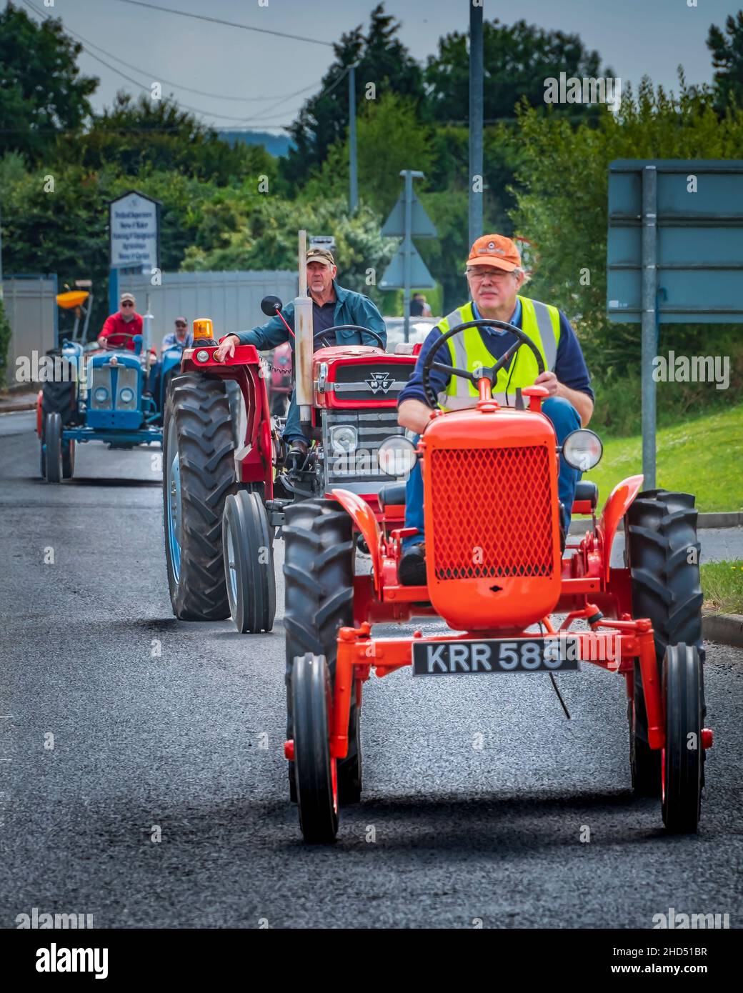 Participants in a tractor fun run at Ashby de la Zouch. Stock Photo