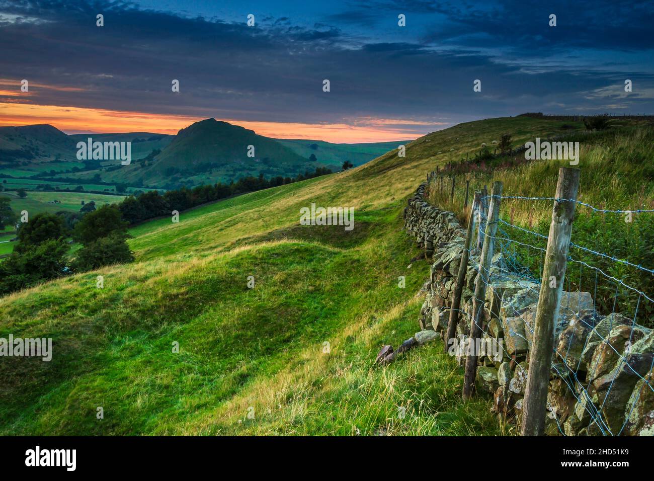 View towards Parkhouse Hill with the Dragon's Back and  Chrome Hill. Stock Photo