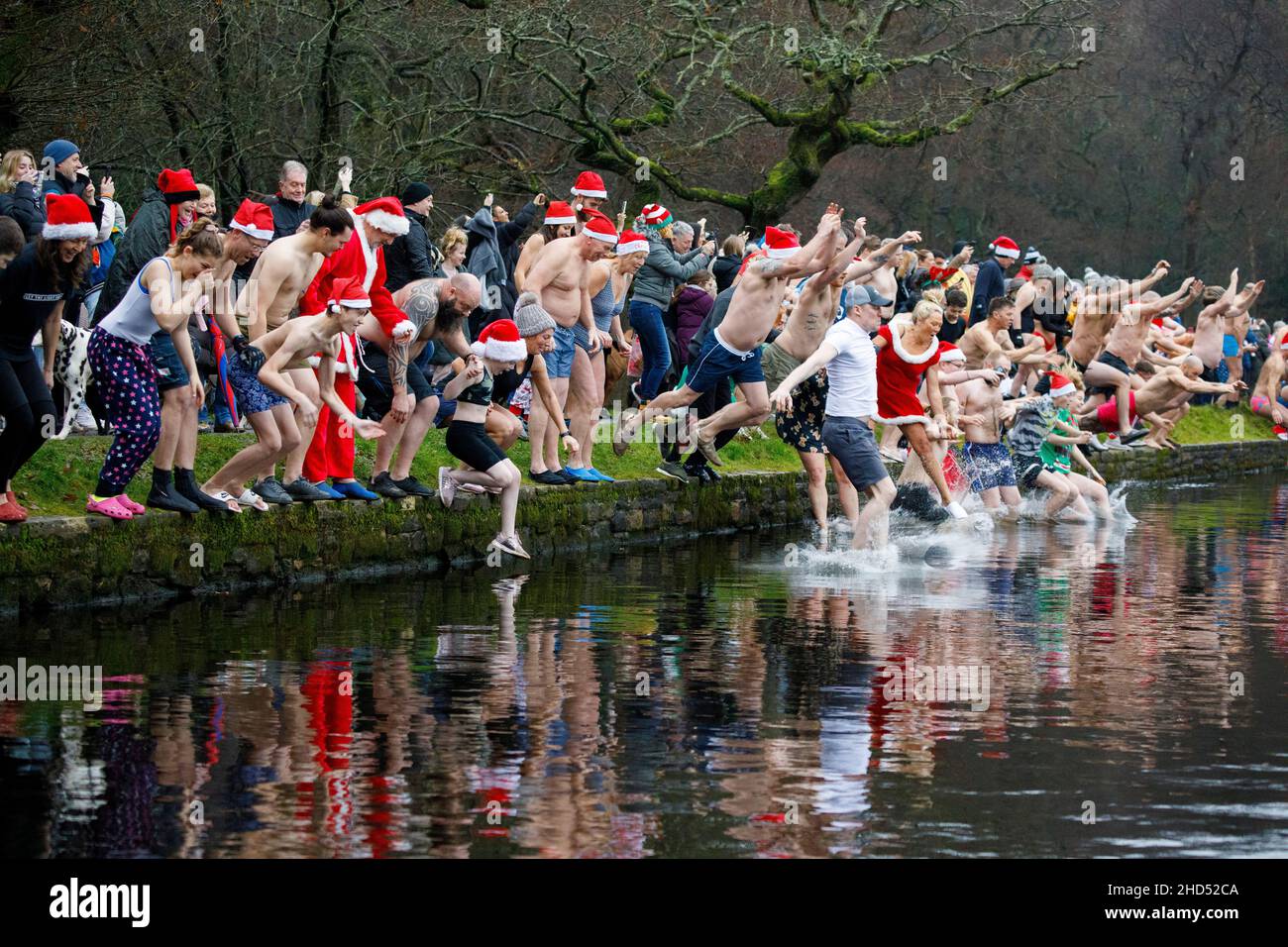 The annual Christmas morning swim at Blackroot Pool, Sutton Park