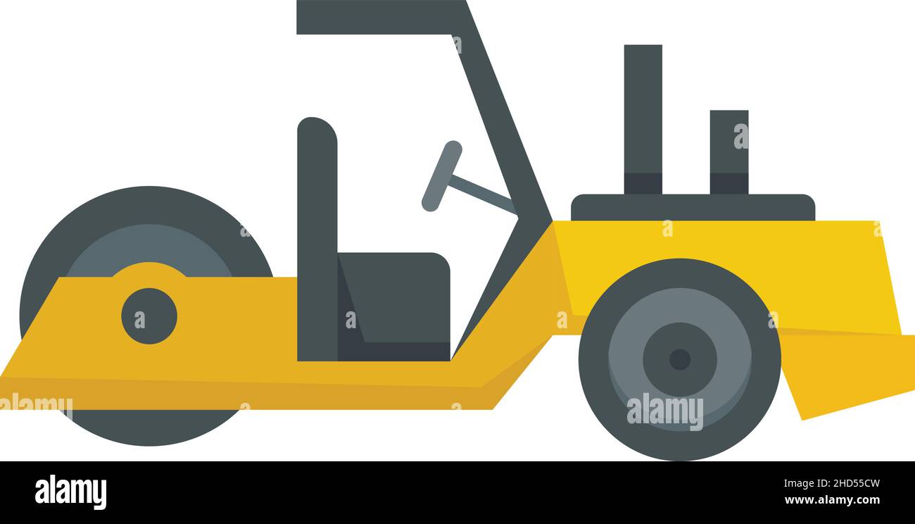 Work road roller icon. Flat illustration of work road roller vector ...