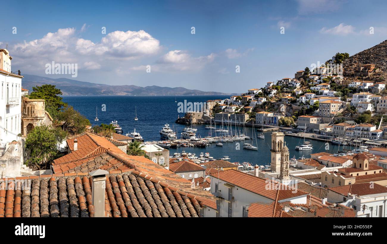 Hydra Harbour. Stock Photo