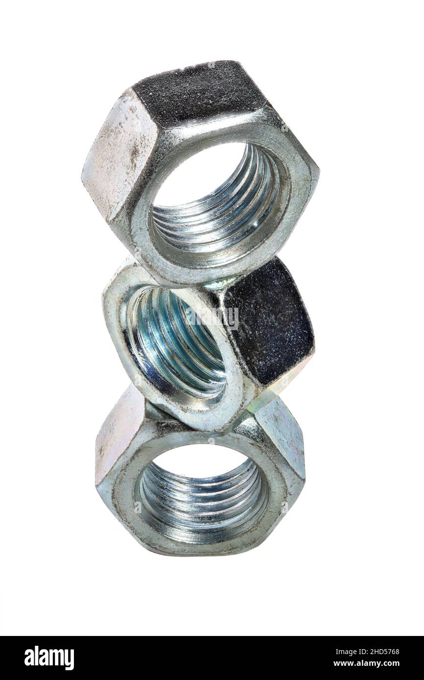 nuts bolts on the white background Stock Photo