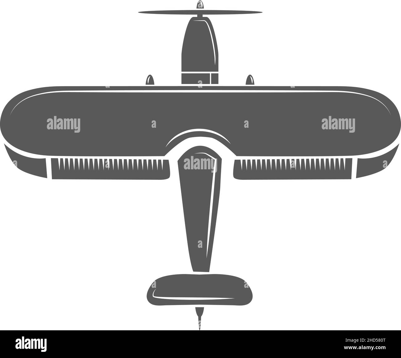 Crop duster icon. Vintage airplane. Top view Stock Vector