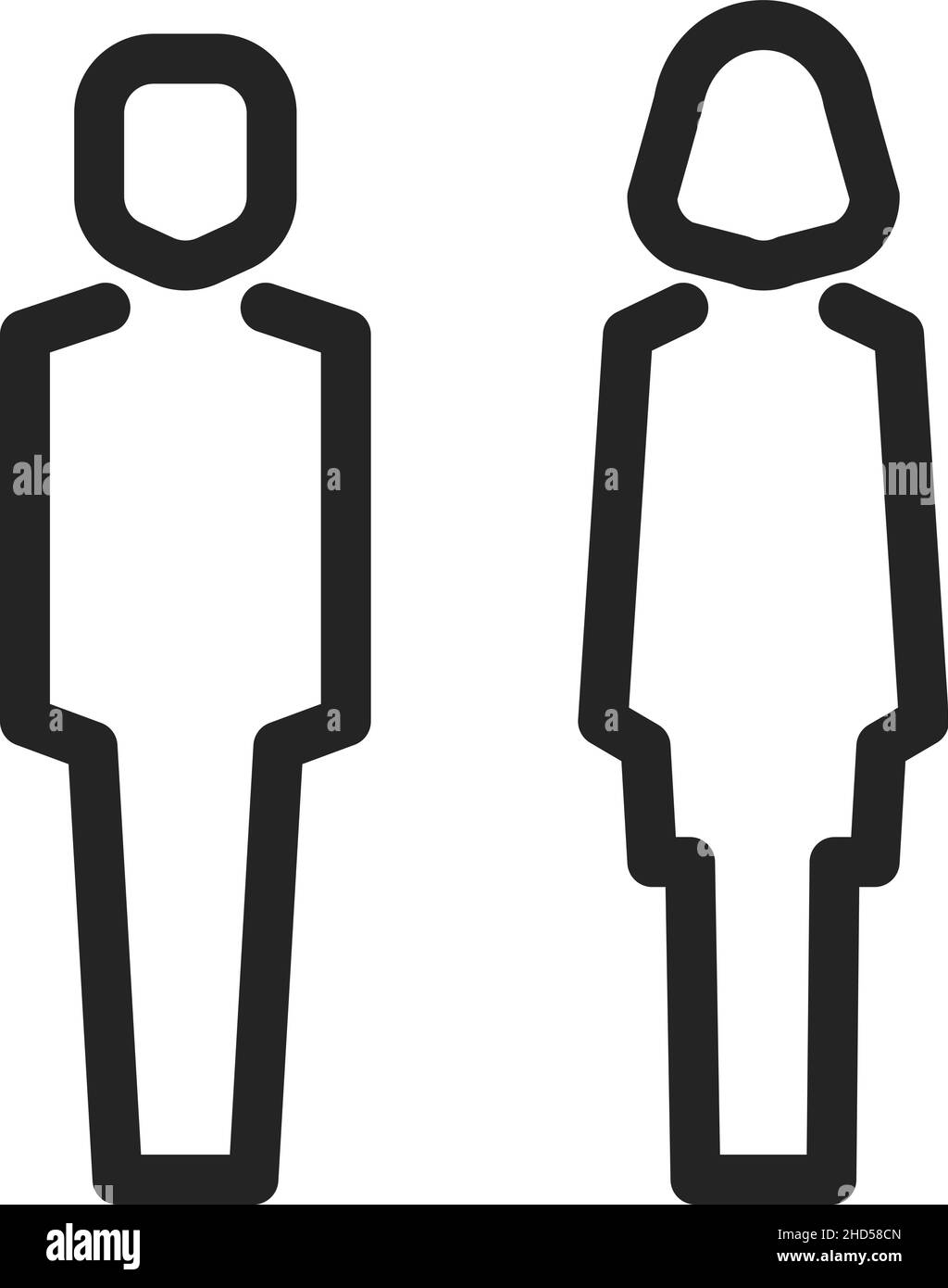 Man and woman icon in simple line style. Bathroom symbol. WC sign Stock ...