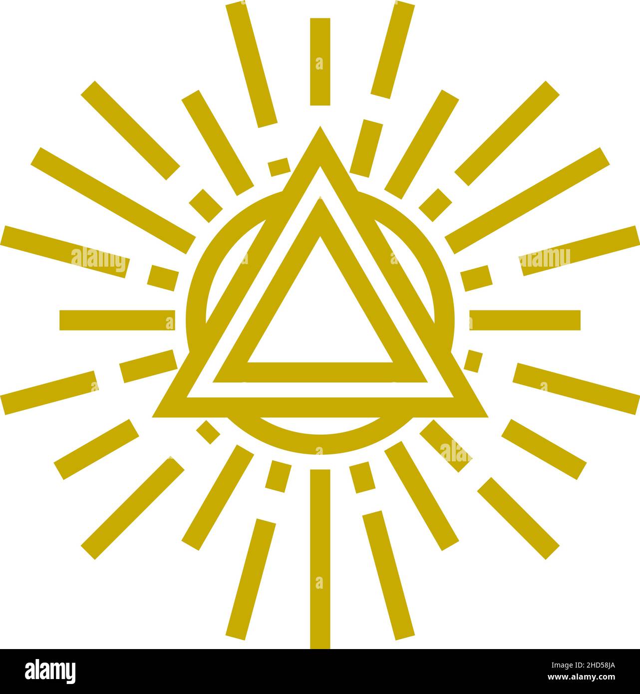 Triangle on shining sun. Decorative symbol in vintage style Stock Vector
