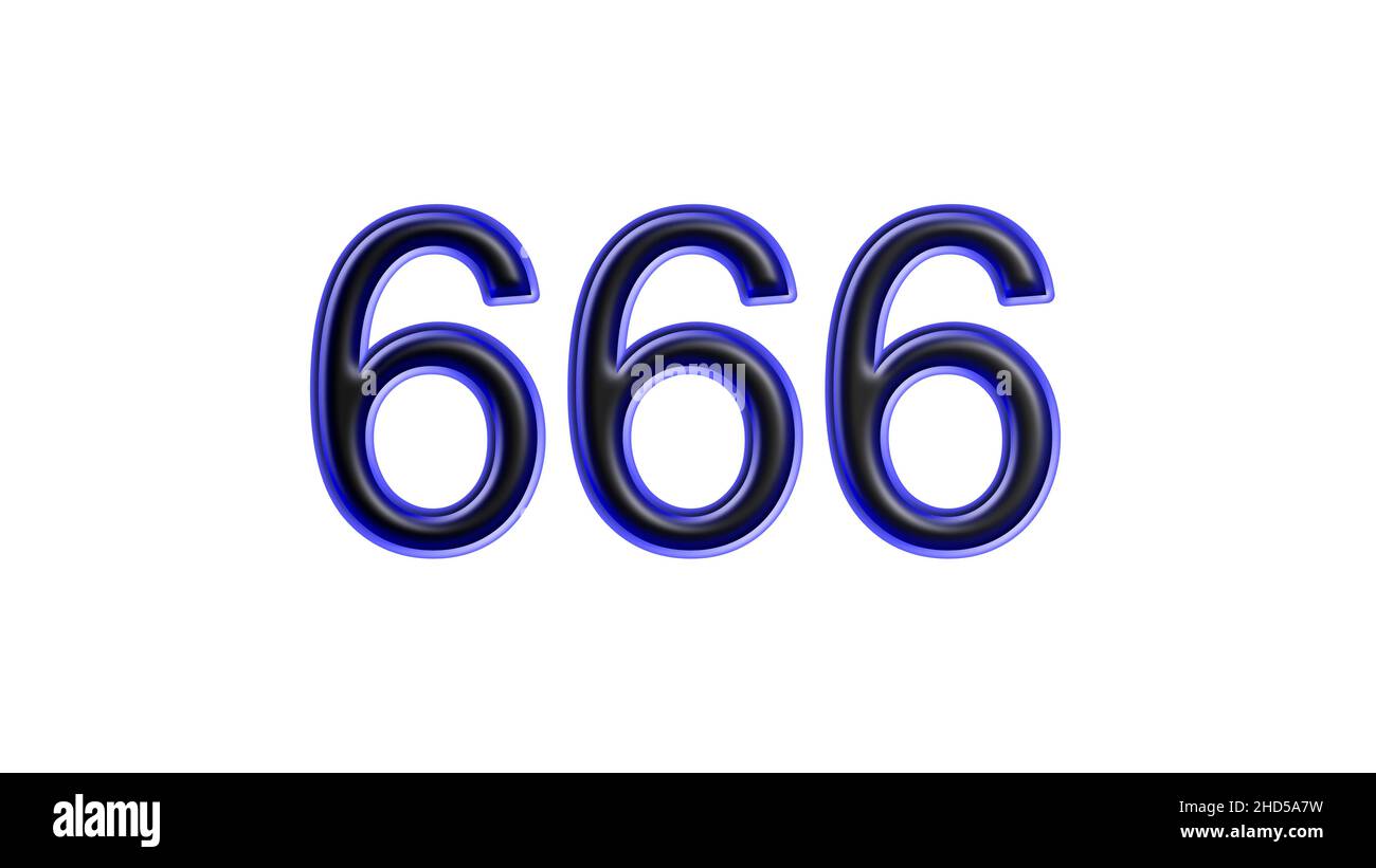 blue 666 number 3d effect white background Stock Photo