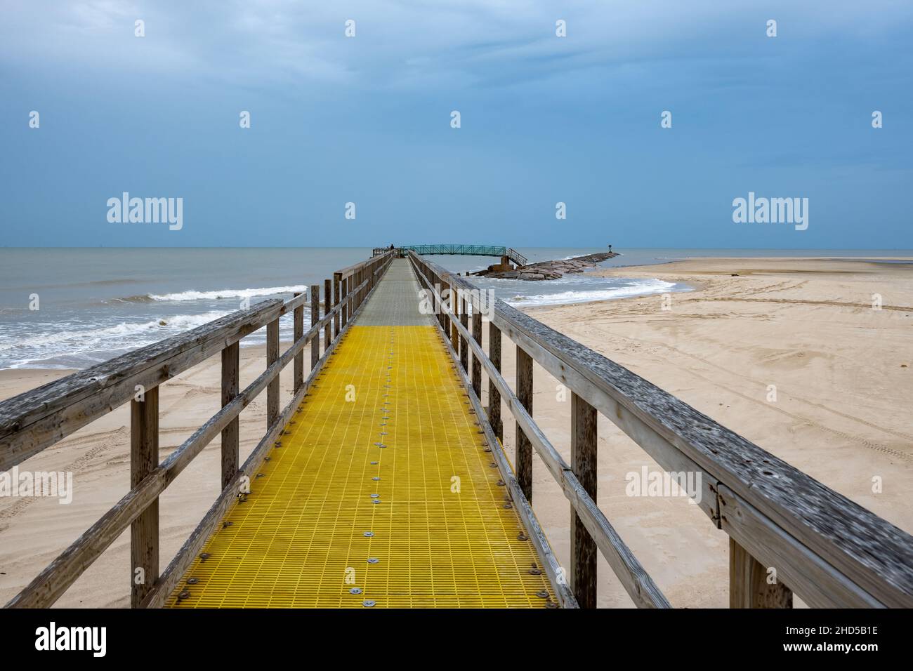 A board walk on the beach near Matagorda bay, Texas, USA. Stock Photo
