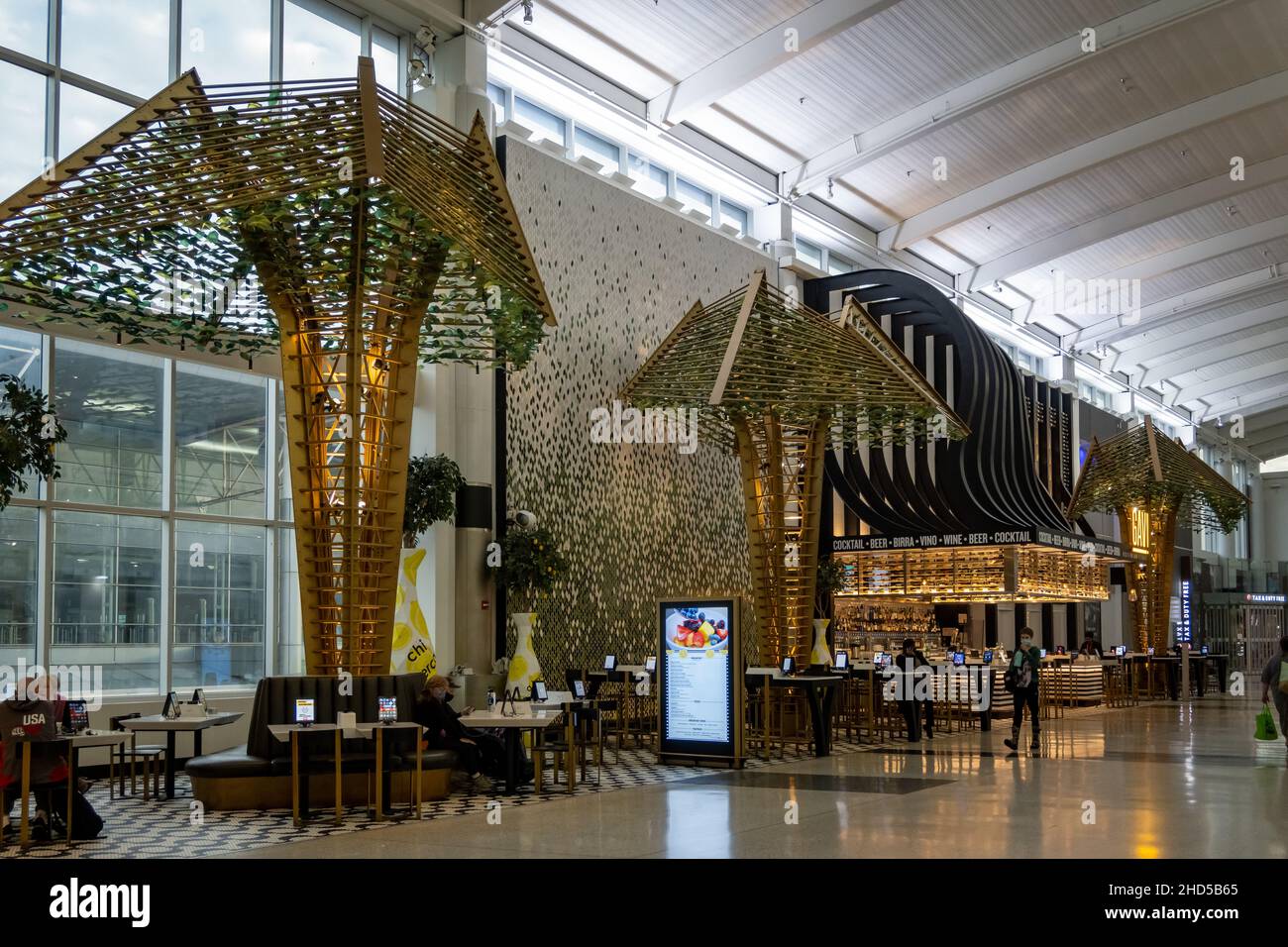 Bar and restaurant inside terminal. George Bush International Airport. Houston, Texas, USA. Stock Photo