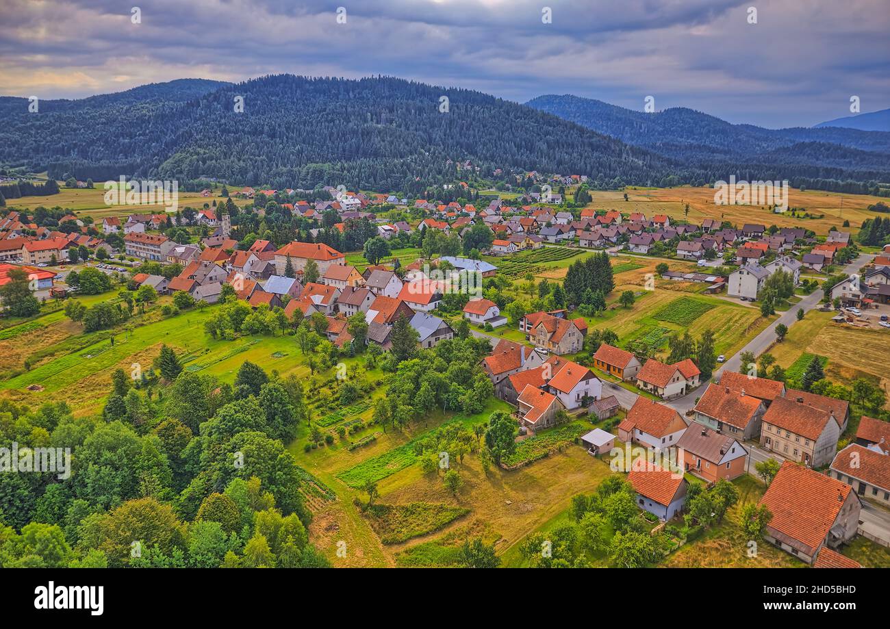 Ravna Gora aerial view Stock Photo
