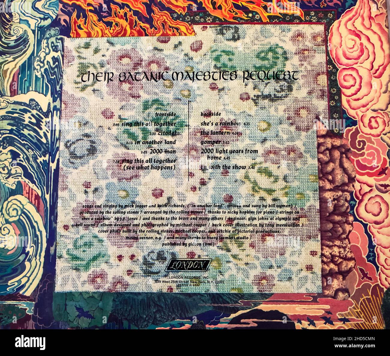 Rolling Stones Rock Music Anthology Album, 1960s Their Satanic Majesties Request, 1967, Psychedelic Artwork Stock Photo