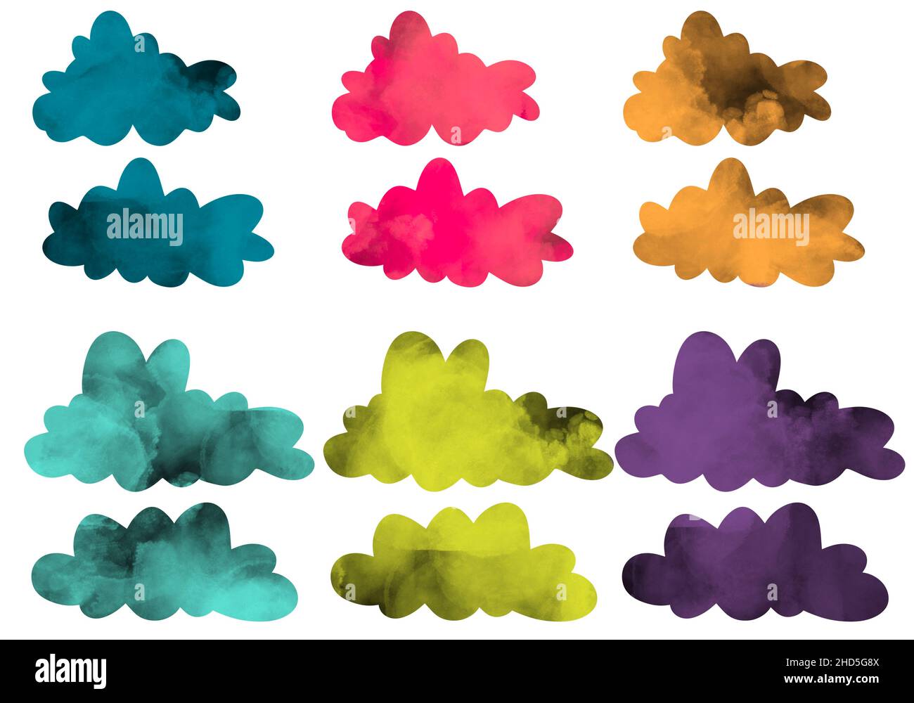 Set with coloured clouds for postcard and cards and stickers and ...