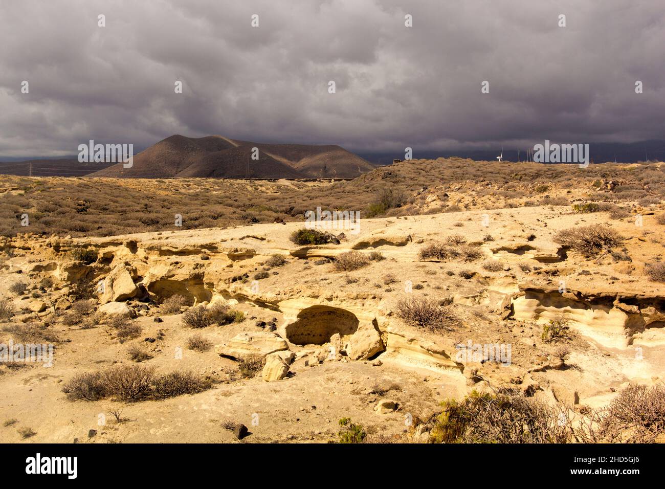 Desert landscape in Tenerife, Canary Islands, Spain Stock Photo