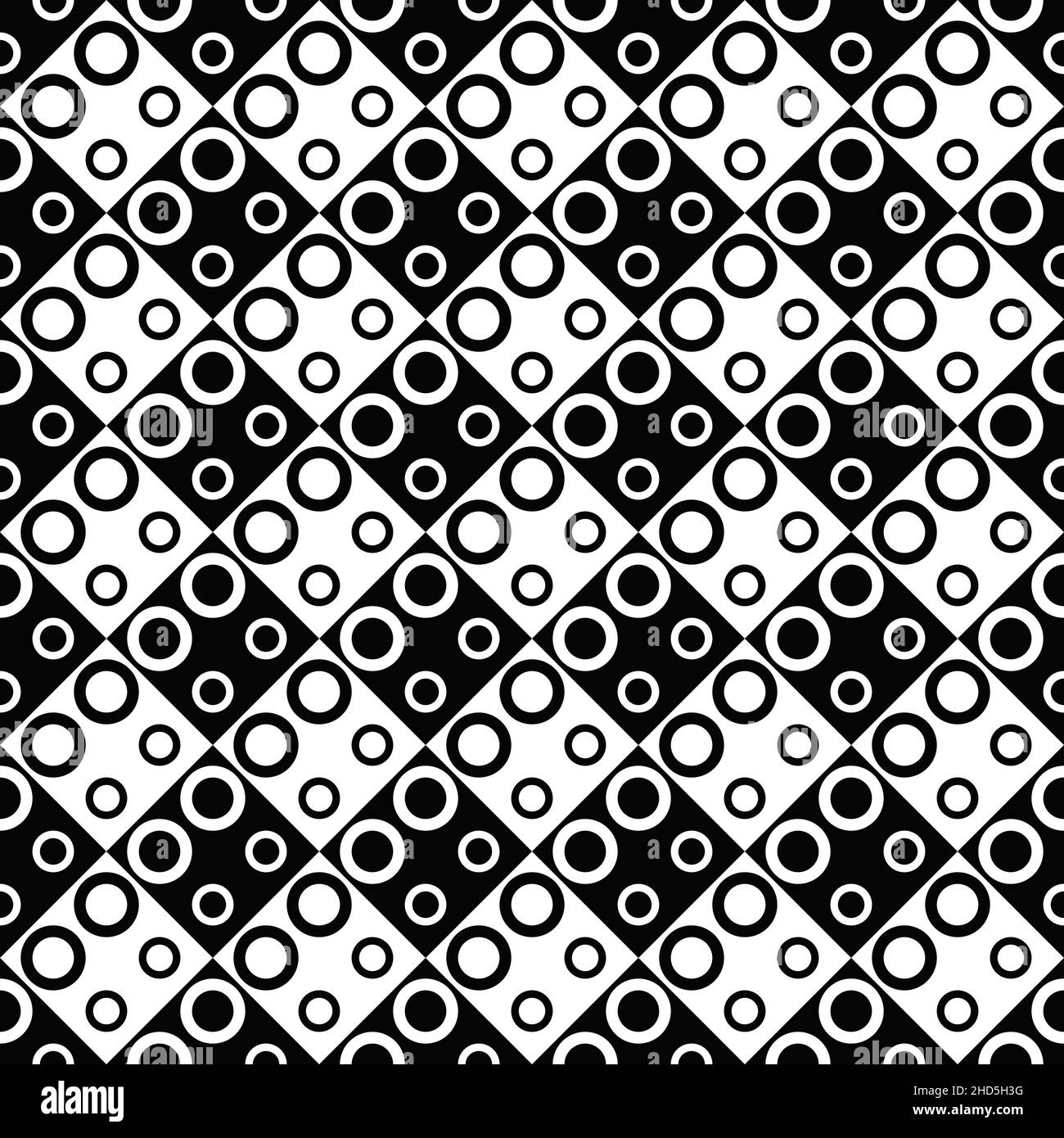 Geometrical black and white seamless circle pattern background Stock Vector