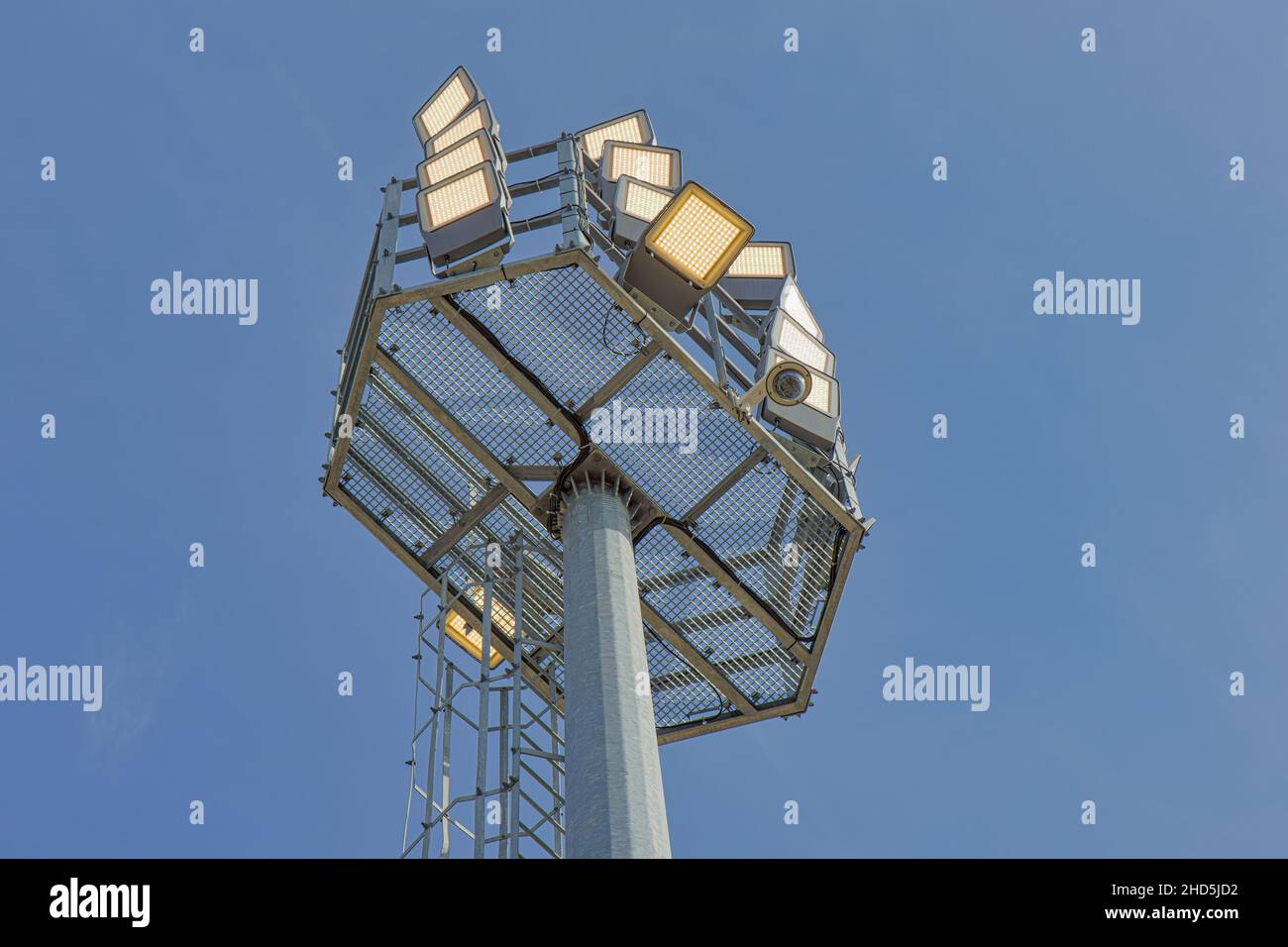 Led lighting lamp on a pole against the blue sky Stock Photo