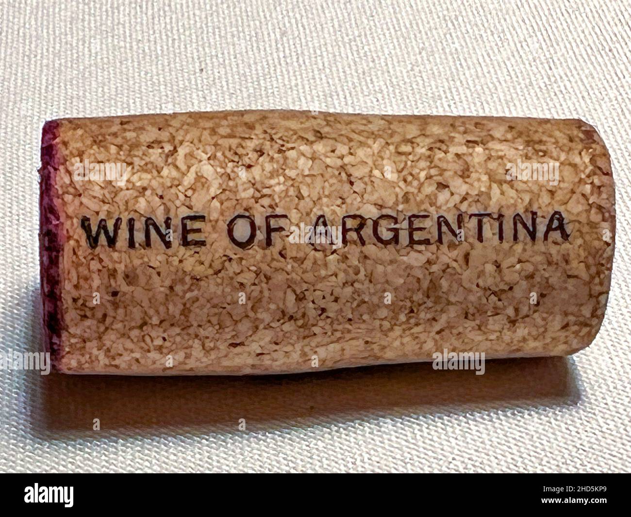Wine of Argentina written on cork Stock Photo