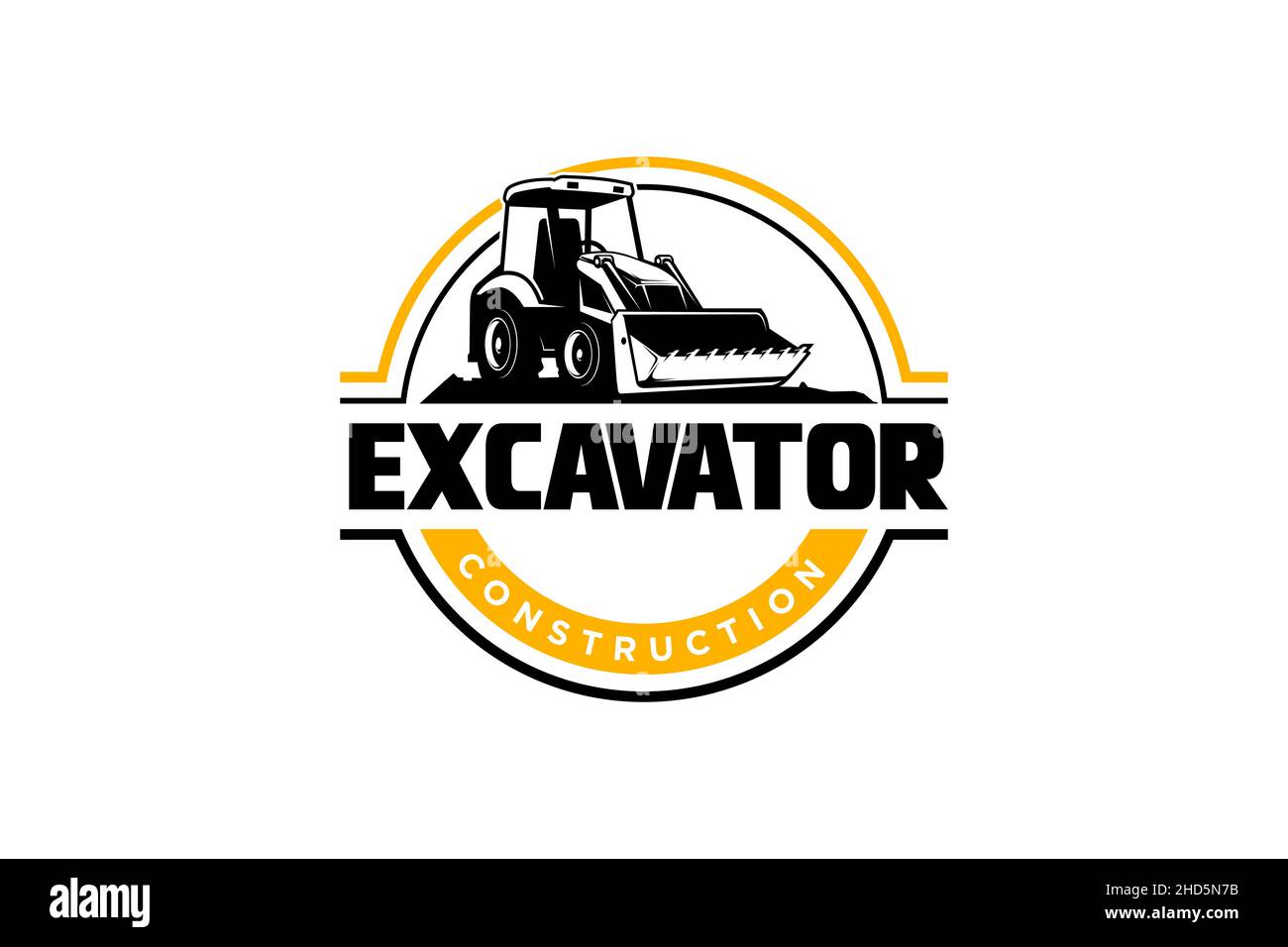 Bulldozer logo template vector. Heavy equipment logo vector for construction company. Creative excavator illustration for logo. Stock Vector