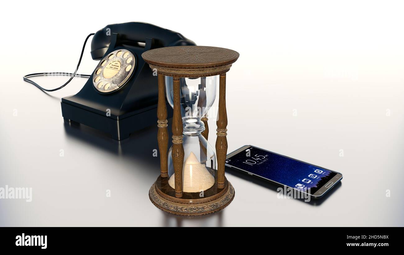 Evolution of phones. Technology evolution concept. 3d rendering Stock