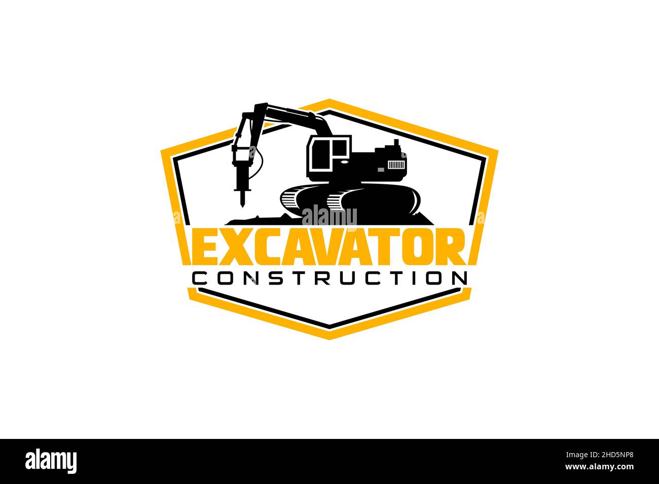 Excavator logo template vector. Heavy equipment logo vector for construction company. Creative excavator illustration for logo. Stock Vector