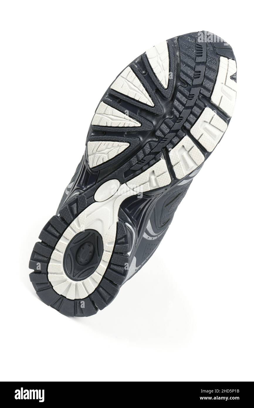 Blue soles modern sneakers isolated on white background. High