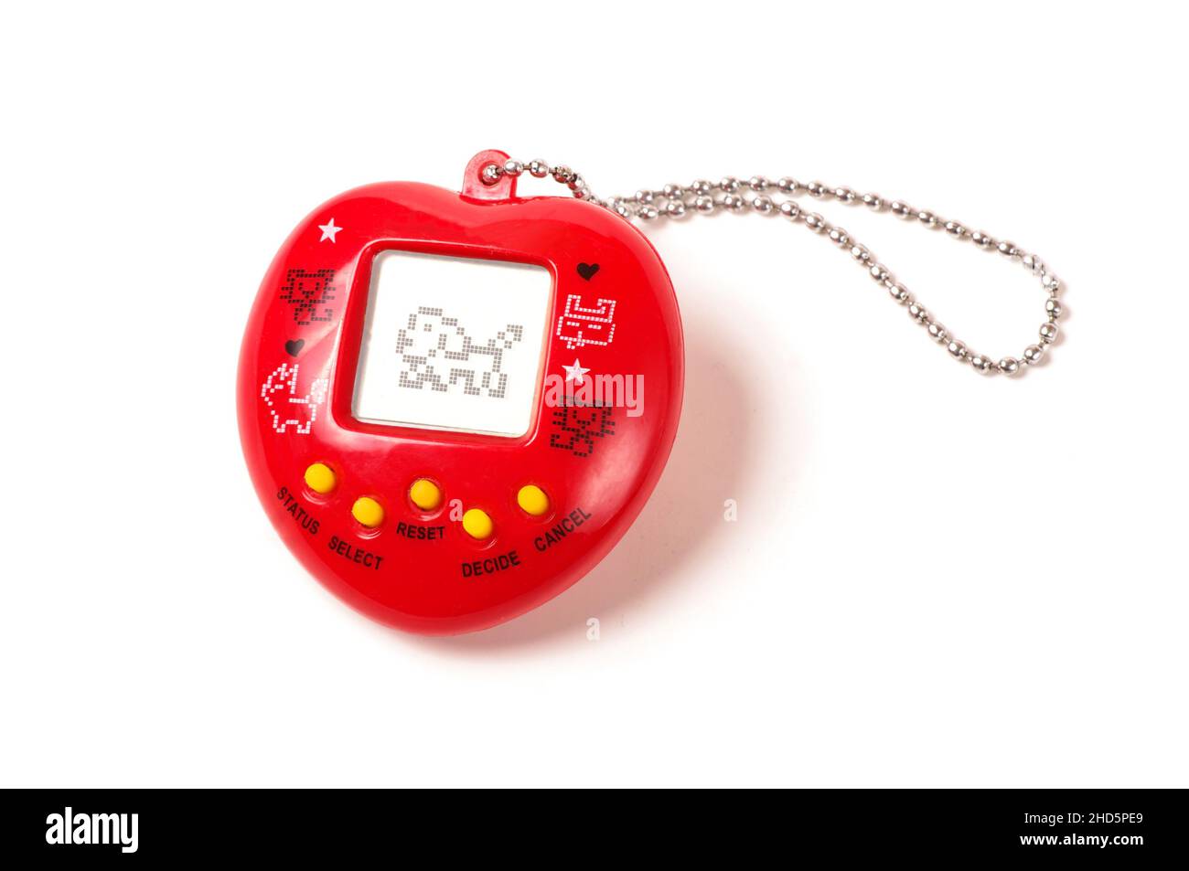 Retro virtual pet care game tamagotchi from 90's isolated on the white
