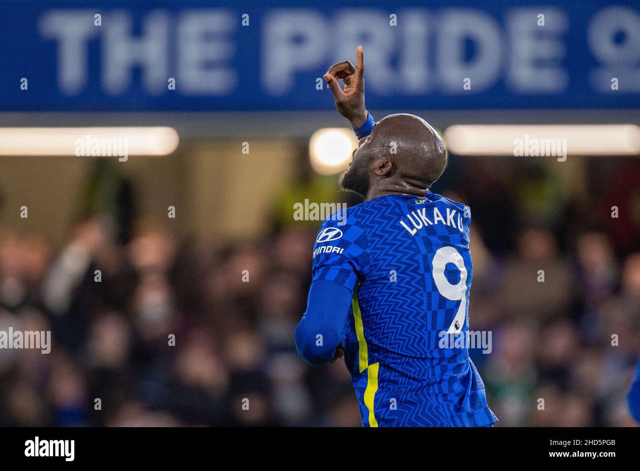 LONDON, ENGLAND - DECEMBER 29: Romelu Lukaku of Chelsea celebrates after scoring goal during the Premier League match between Chelsea  and  Brighton & Stock Photo