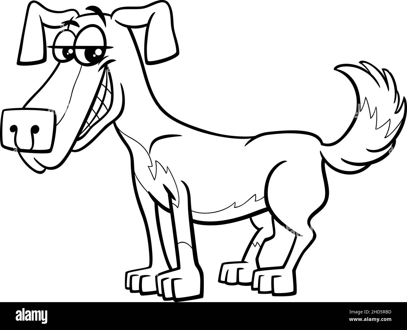 Black and white Cartoon illustration of funny dog comic animal ...
