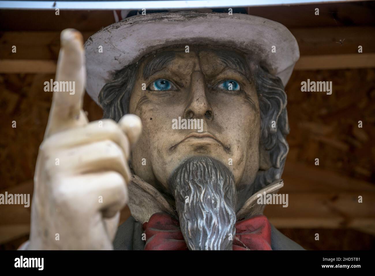 Statue of Uncle Sam pointing finger Stock Photo