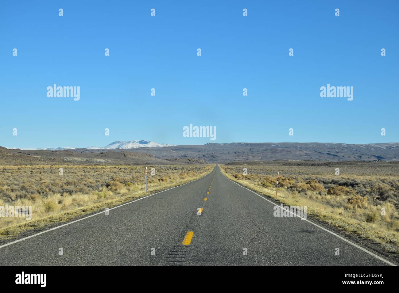 Views of sagebrush steppe from OR-140, the Warner Highway near the Langslet Monument and Antelope Butte, Oregon, United States. Stock Photo