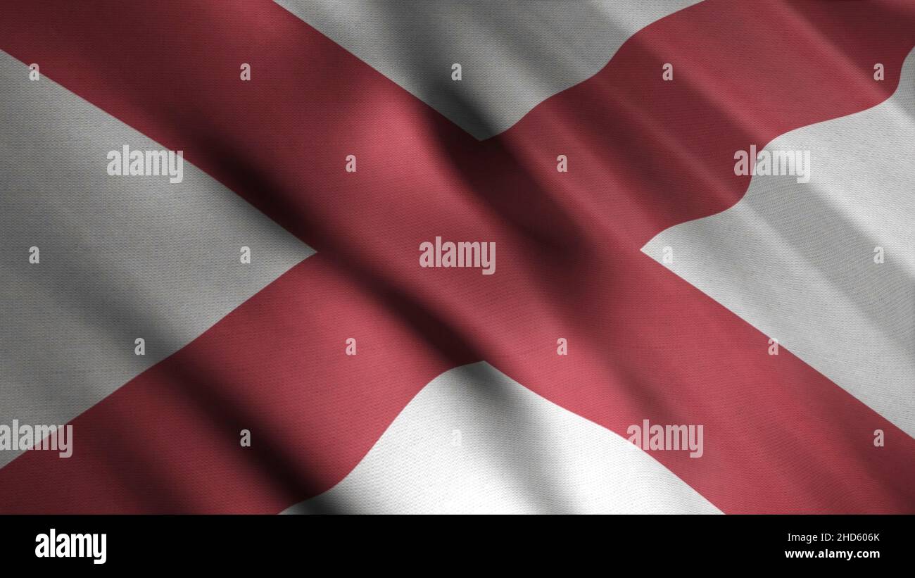Close up of Alabama waving flag, one of the states of America, seamless ...