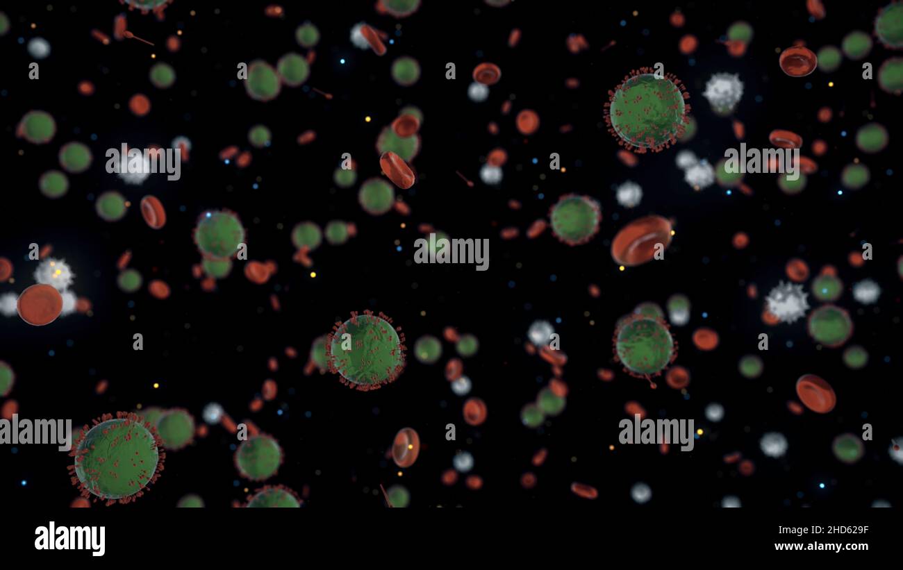 Coronavirus COVID bacteria in blood. Virus outbreak infection spreading ...