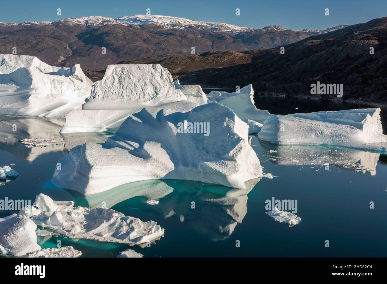 Ice jamb, Rodefjord off Rode O and Milne Land, Scoresby Sund, East Greenland Stock Photo