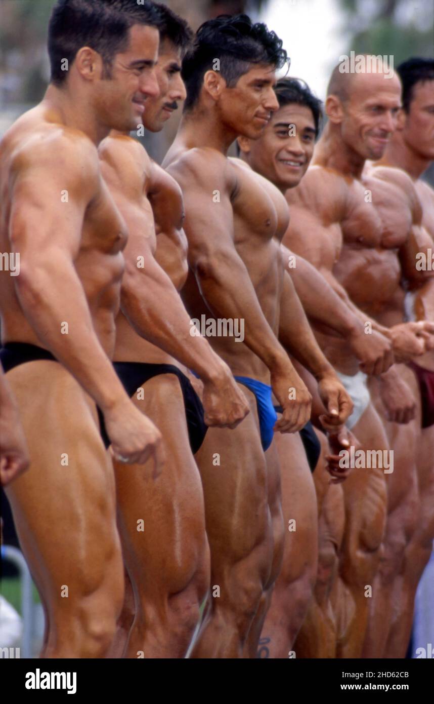 Bodybuilding competition at Muscle Beach in Venice Beach, CA Stock Photo