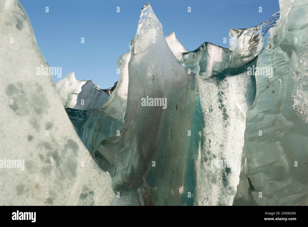 Iceberg with different types of ice, Rodefjord, Scoresby Sund, Greenland Stock Photo
