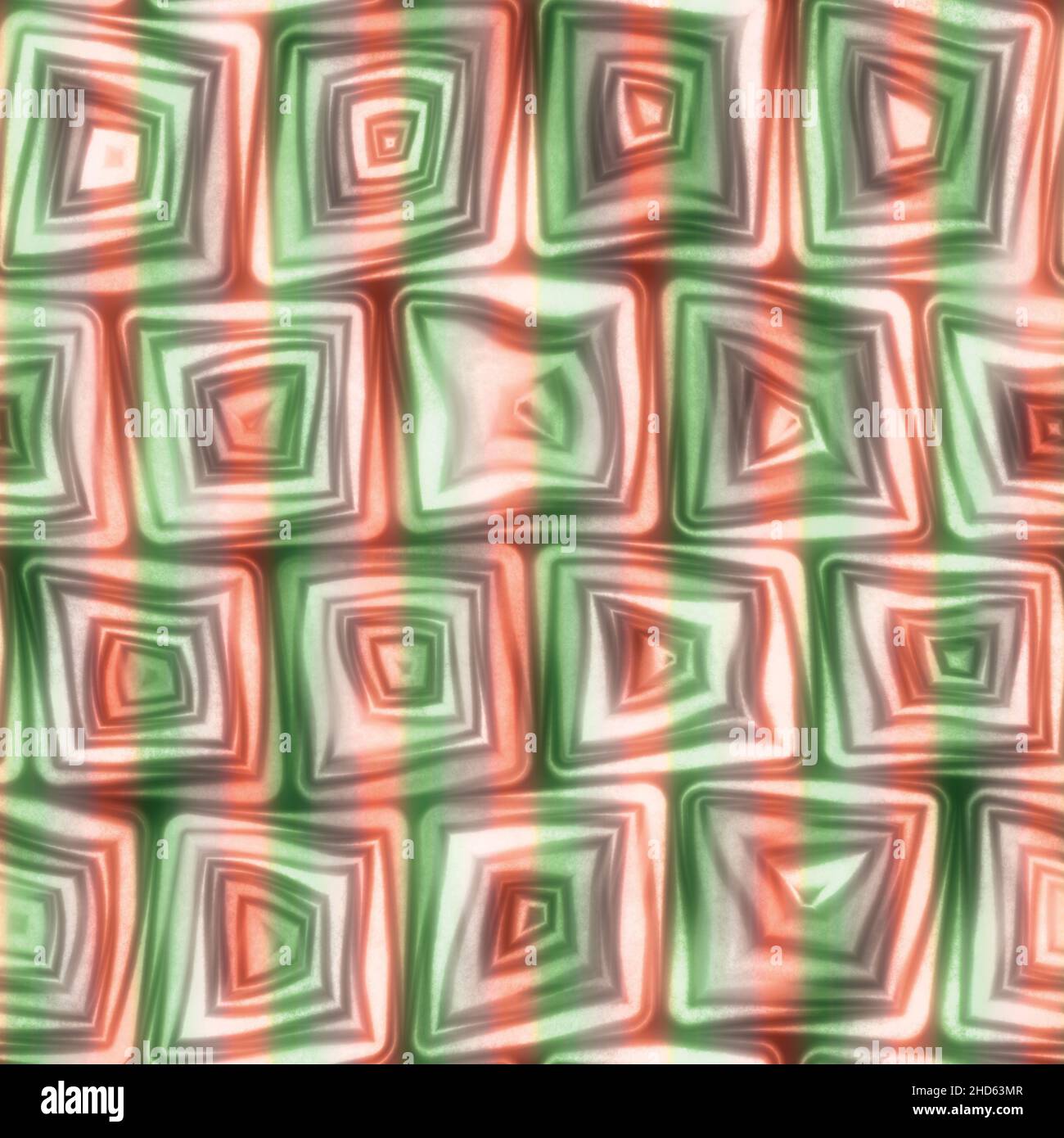 Large Christmas Candy Cane Stripes Squiggly Swirly Spiral Squares Seamless Texture Pattern Stock Photo