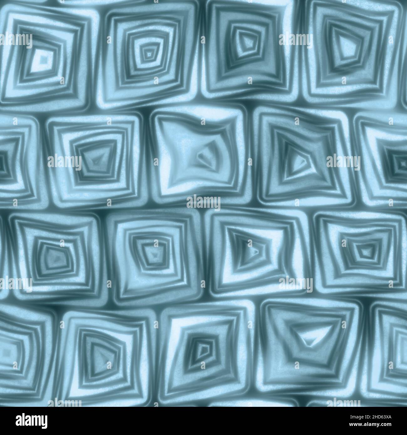 Large Turquoise Squiggly Swirly Spiral Squares Seamless Texture Pattern Stock Photo