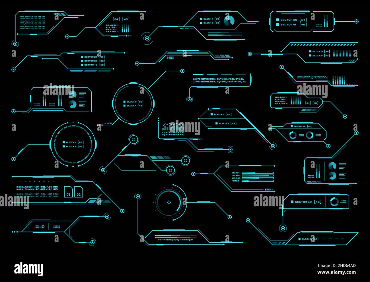 HUD futuristic display and screen, info boxes, ui interface. Vector ...