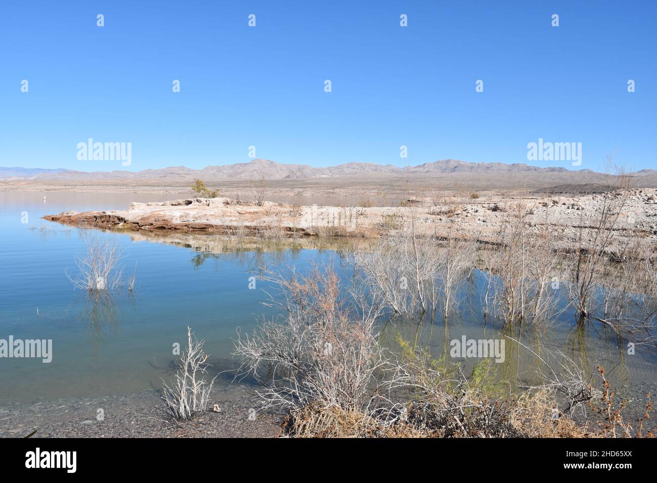 Kayaking from the shore of Lake Mead from Echo Bay, Nevada Stock Photo
