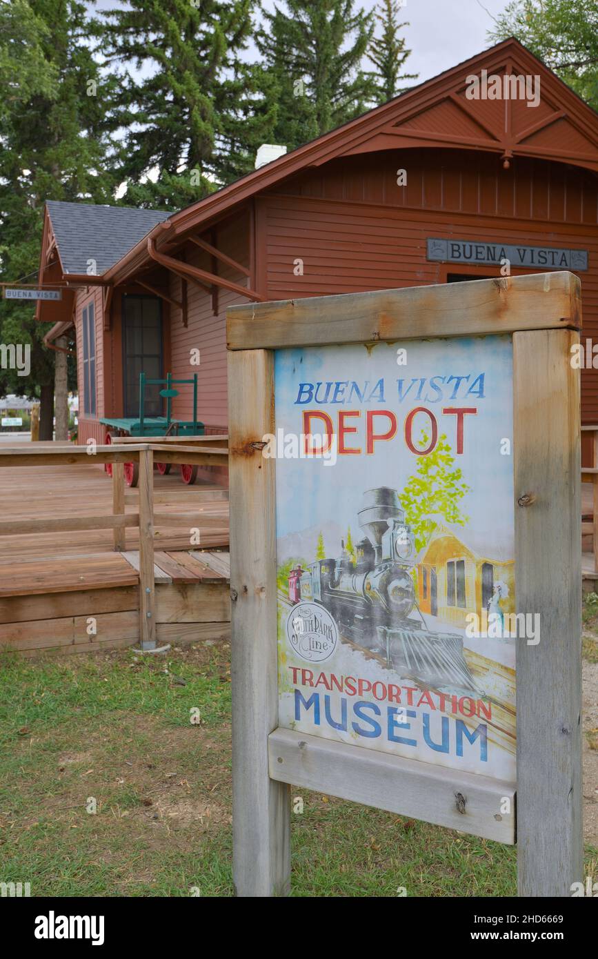 The historic railroad depot museum, Buena Vista CO Stock Photo