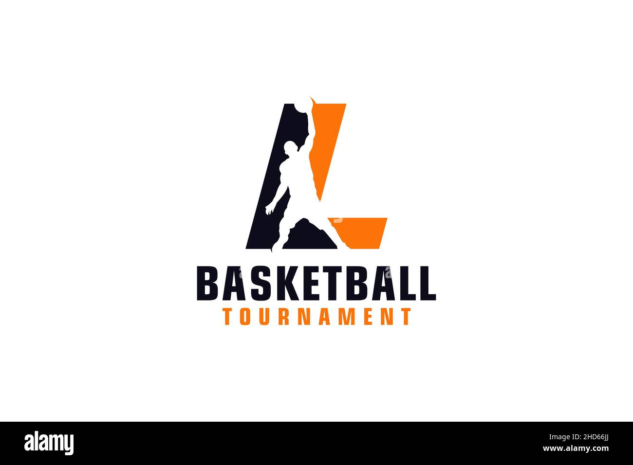 Letter L with Basketball Logo Design. Vector Design Template Elements for Sport Team or Corporate. Stock Vector