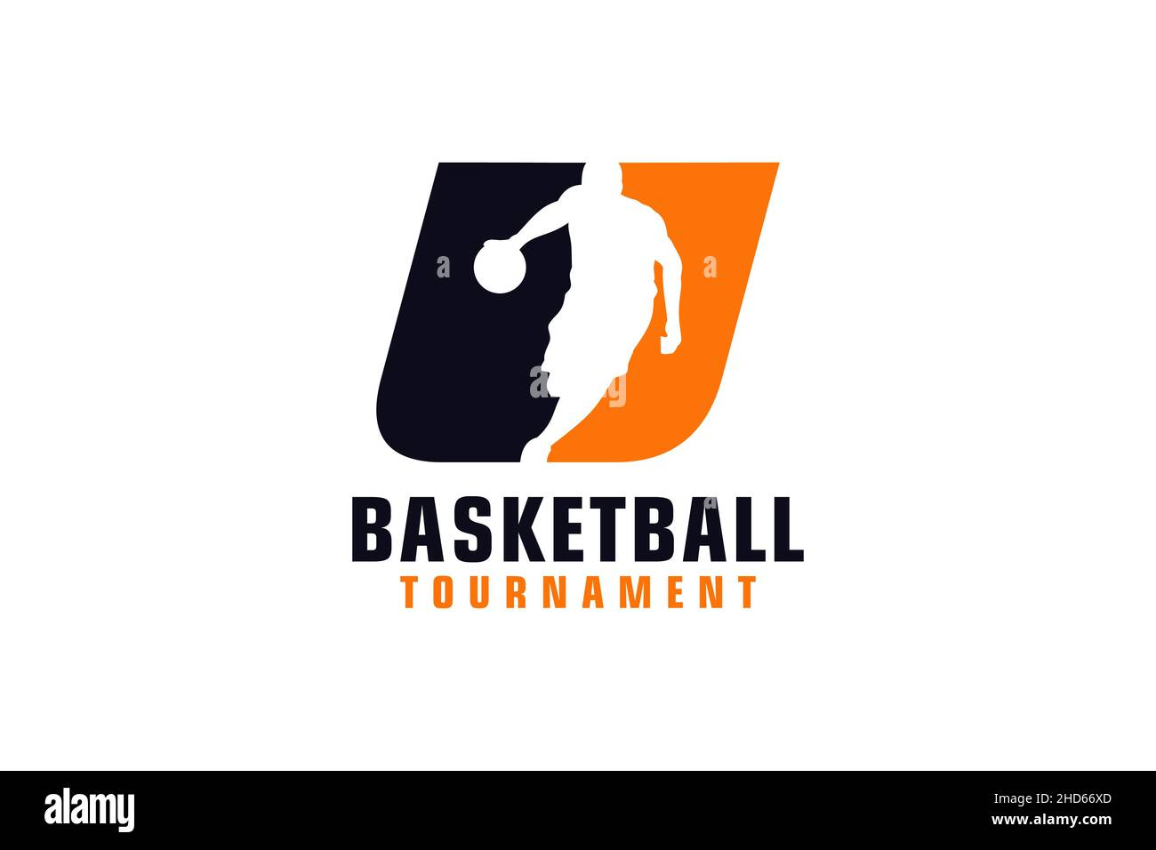 Letter U with Basketball Logo Design. Vector Design Template Elements for Sport Team or Corporate. Stock Vector