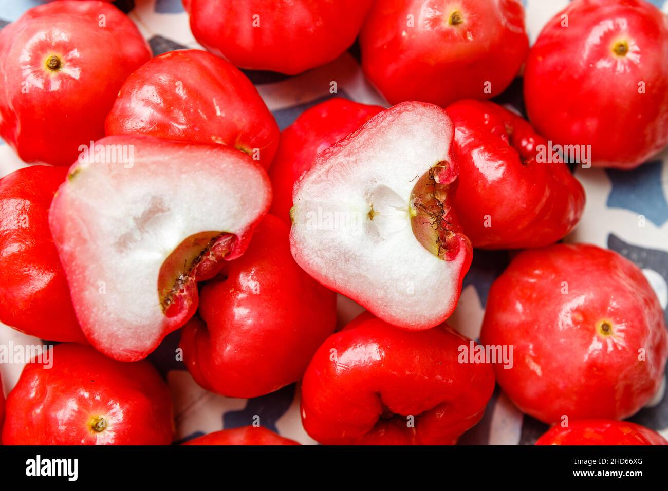 Wax apple or Java apple or Semarang rose-apple (Syzygium samarangense) Stock Photo
