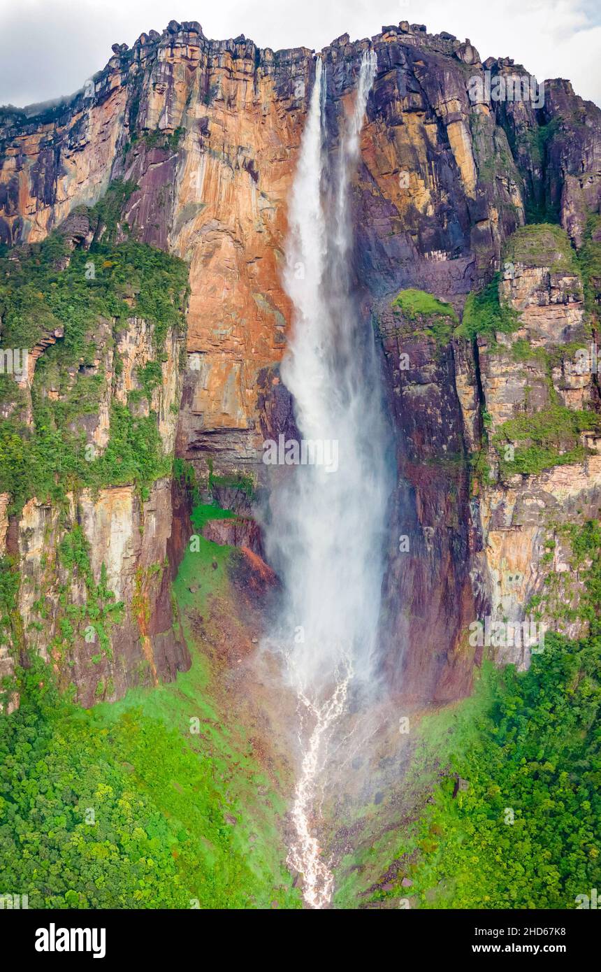 Scenic Aerial view of Angel Fall world's highest waterfall in Venezuela