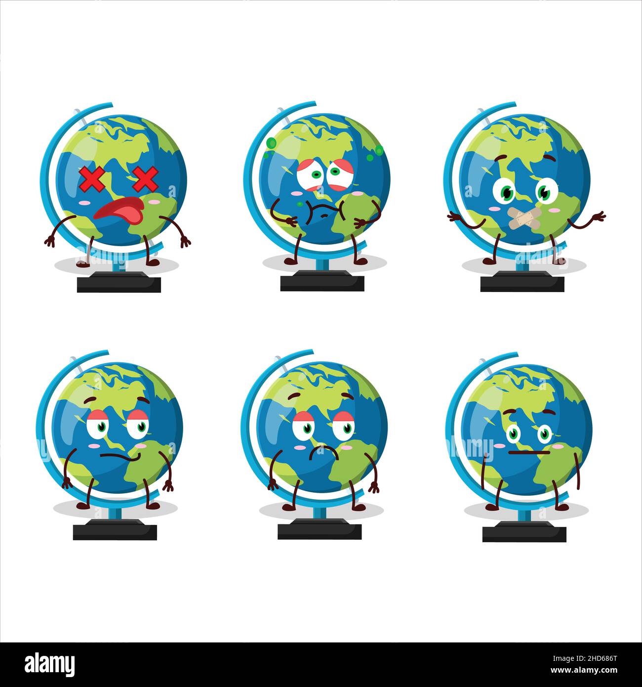 Globe ball cartoon character with nope expression. Vector illustration Stock Vector