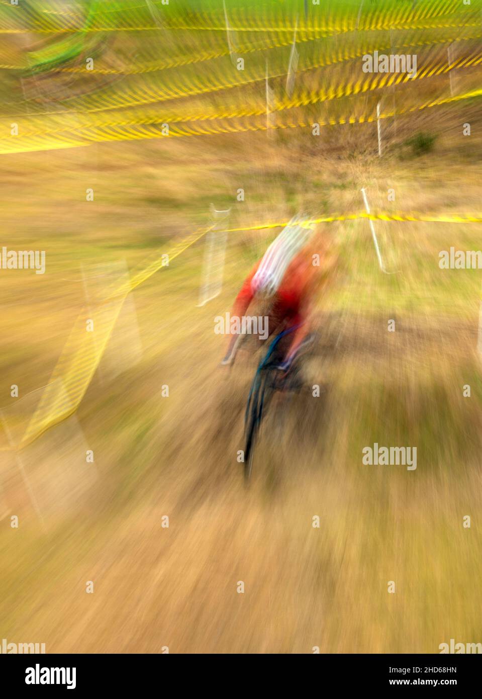WA20596-00....WASHINGTON - Blured abstract of a men's cyclocross race. Stock Photo