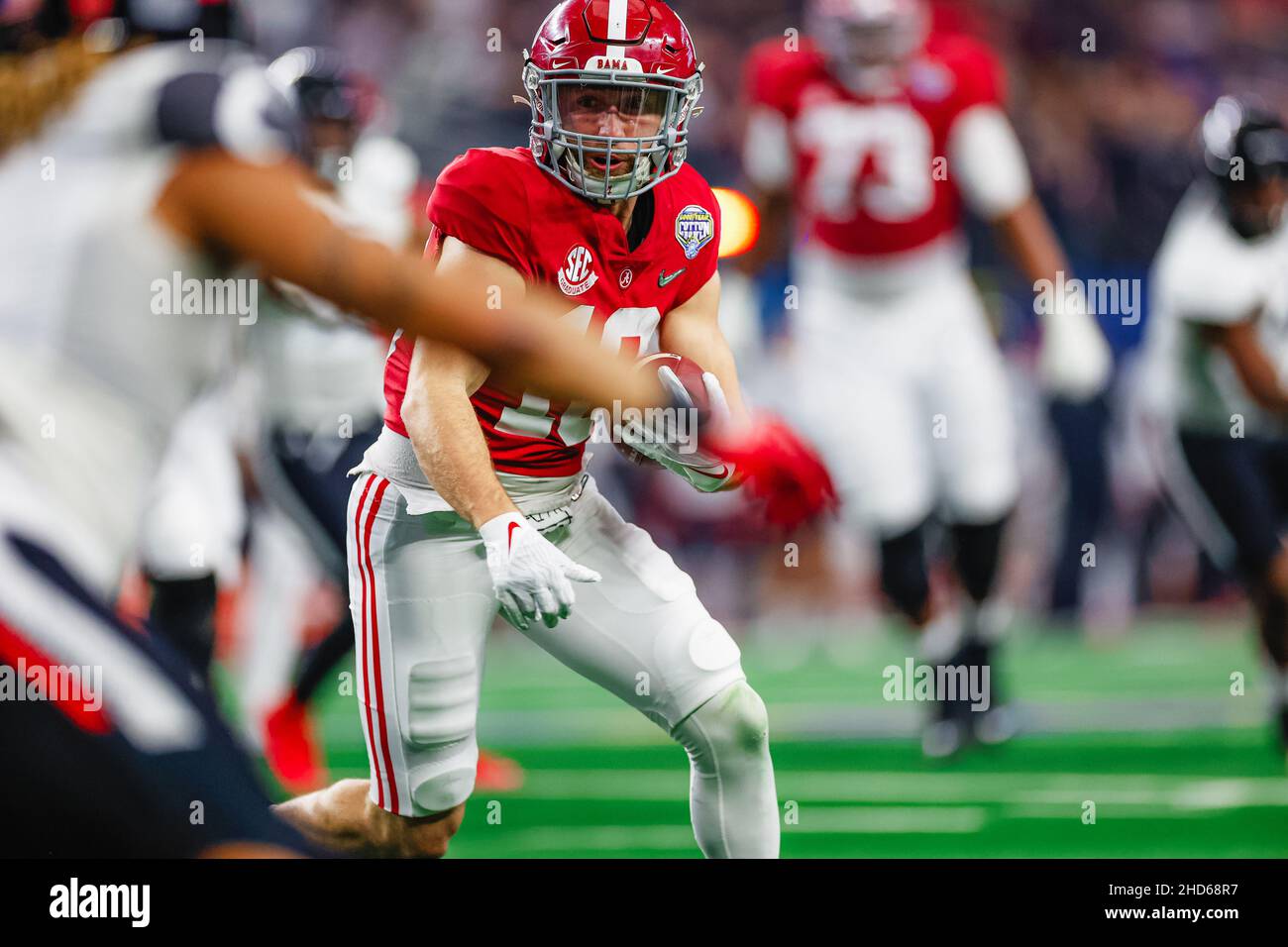 Alabama Crimson Tide wide receiver Slade Bolden (18) carries the ball for a touchdown in the first quarter of the  NCAA college football game against Stock Photo